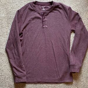 GAP Men's Burgundy Long Sleeve Henley Shirt size XS Extra Small